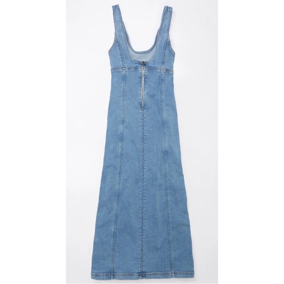 AMERICAN EAGLE | Stretch Denim Scoop Neck Maxi Dress in Blue, Size 4 - Picture 4 of 10